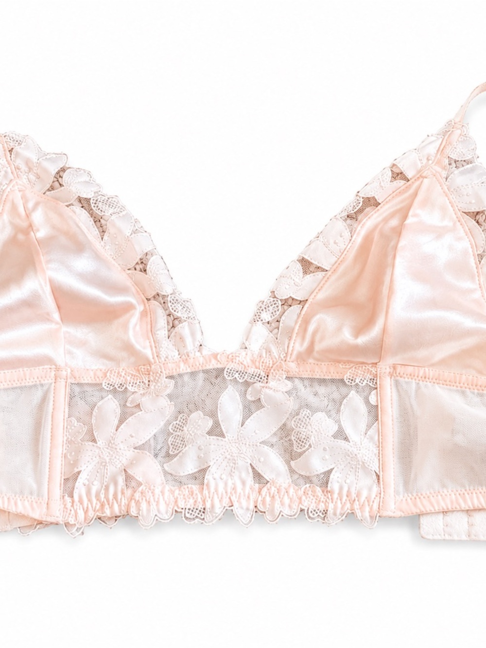 Victoria's Secret Blush Pink Satin & Floral Lace Bralette
